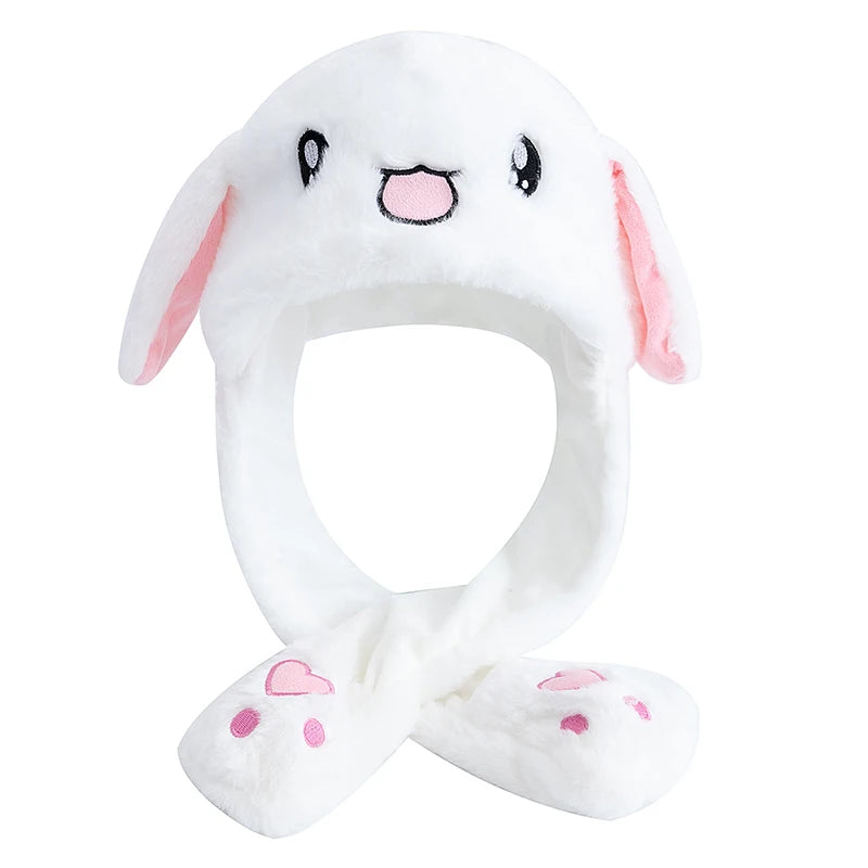 Lovely Plush Rabbit Ear Hat with Moving Ears – Winter Accessory for Women and Girls