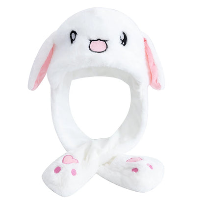 Lovely Plush Rabbit Ear Hat with Moving Ears – Winter Accessory for Women and Girls