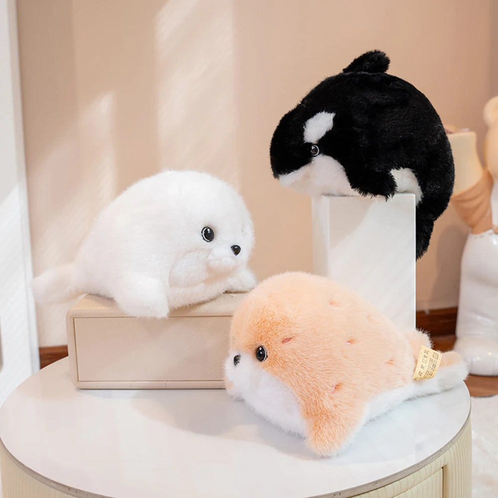 Cute Chubby Seal Plush Toy – Soft Fluffy Ocean Animal Doll