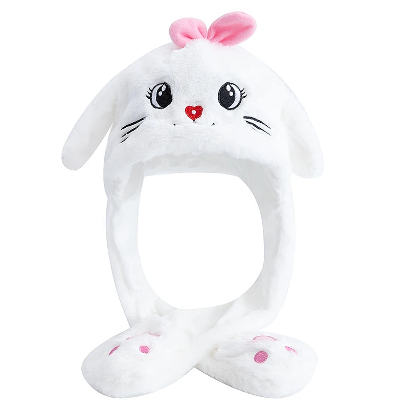 New Unisex Ear Hat Funny Little Yellow Chicken Couple Cute Ear Moving Up Cap Men Women Girls Rabbits Plush Winter Lovely Hats ﻿