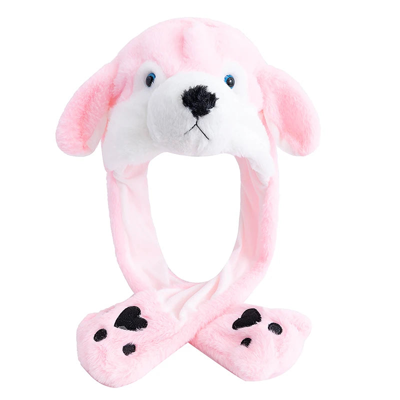 New Unisex Ear Hat Funny Little Yellow Chicken Couple Cute Ear Moving Up Cap Men Women Girls Rabbits Plush Winter Lovely Hats ﻿