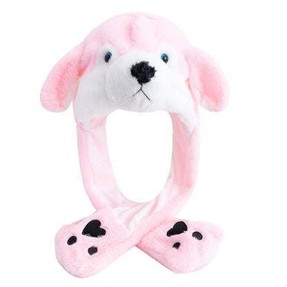 New Unisex Ear Hat Funny Little Yellow Chicken Couple Cute Ear Moving Up Cap Men Women Girls Rabbits Plush Winter Lovely Hats ﻿