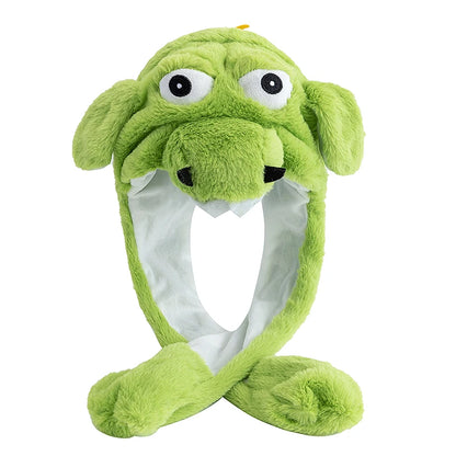 New Unisex Ear Hat Funny Little Yellow Chicken Couple Cute Ear Moving Up Cap Men Women Girls Rabbits Plush Winter Lovely Hats ﻿