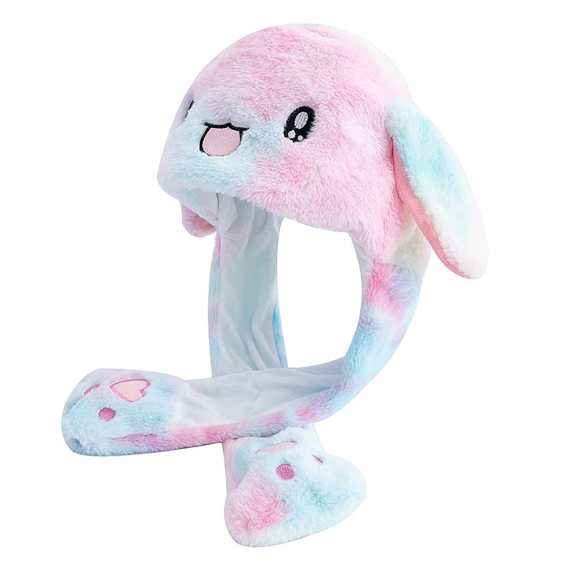 Women's Plush Rabbit Ear Hat – Cute Moving Ears, Funny Winter Cap for Girls