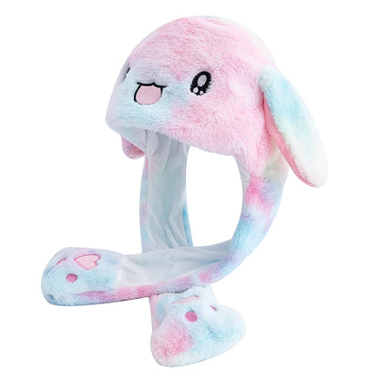 Lovely Plush Rabbit Ear Hat with Moving Ears – Winter Accessory for Women and Girls