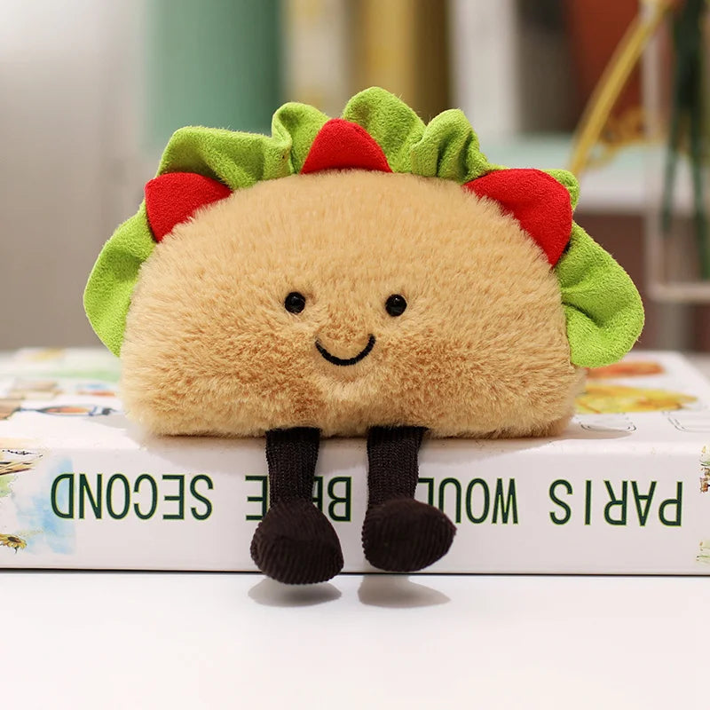 Cute Cartoon Hamburger & Taco Plush Toy – Soft Fluffy Stuffed Doll for Kids