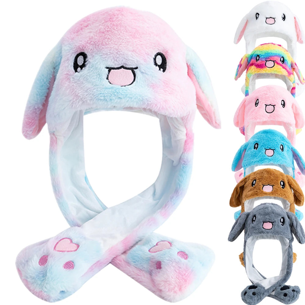 Lovely Plush Rabbit Ear Hat with Moving Ears – Winter Accessory for Women and Girls