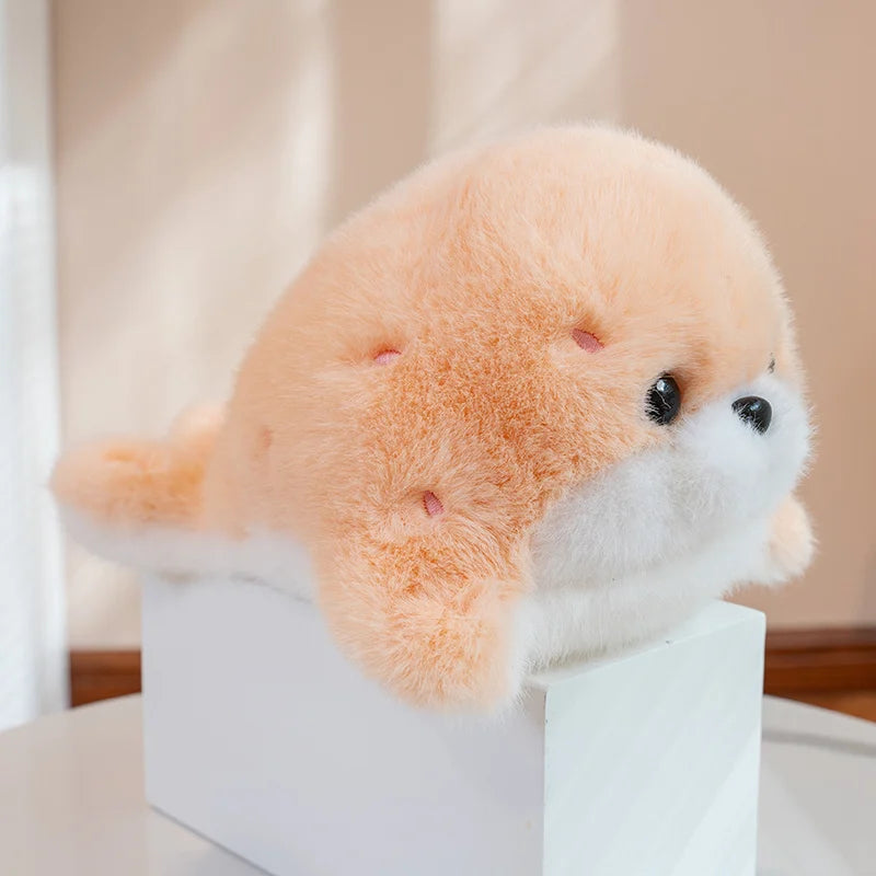 Cute Chubby Seal Plush Toy – Soft Fluffy Ocean Animal Doll