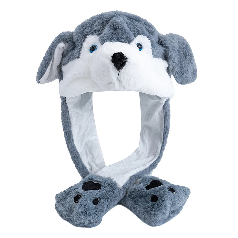 New Unisex Ear Hat Funny Little Yellow Chicken Couple Cute Ear Moving Up Cap Men Women Girls Rabbits Plush Winter Lovely Hats ﻿