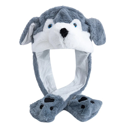 New Unisex Ear Hat Funny Little Yellow Chicken Couple Cute Ear Moving Up Cap Men Women Girls Rabbits Plush Winter Lovely Hats ﻿