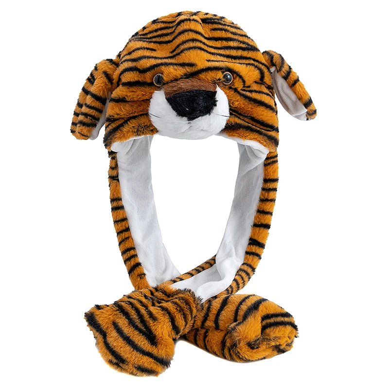 New Unisex Ear Hat Funny Little Yellow Chicken Couple Cute Ear Moving Up Cap Men Women Girls Rabbits Plush Winter Lovely Hats ﻿