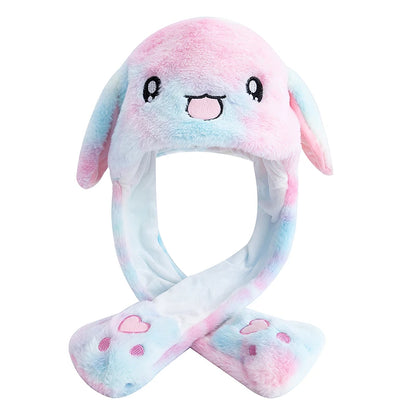 Women's Plush Rabbit Ear Hat – Cute Moving Ears, Funny Winter Cap for Girls