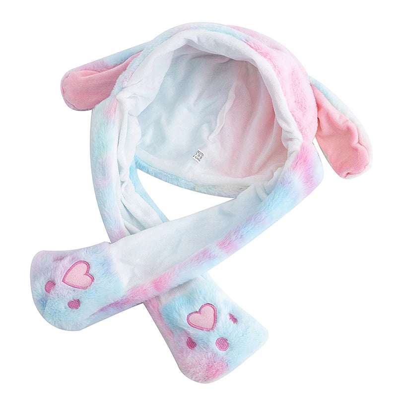 Women's Plush Rabbit Ear Hat – Cute Moving Ears, Funny Winter Cap for Girls