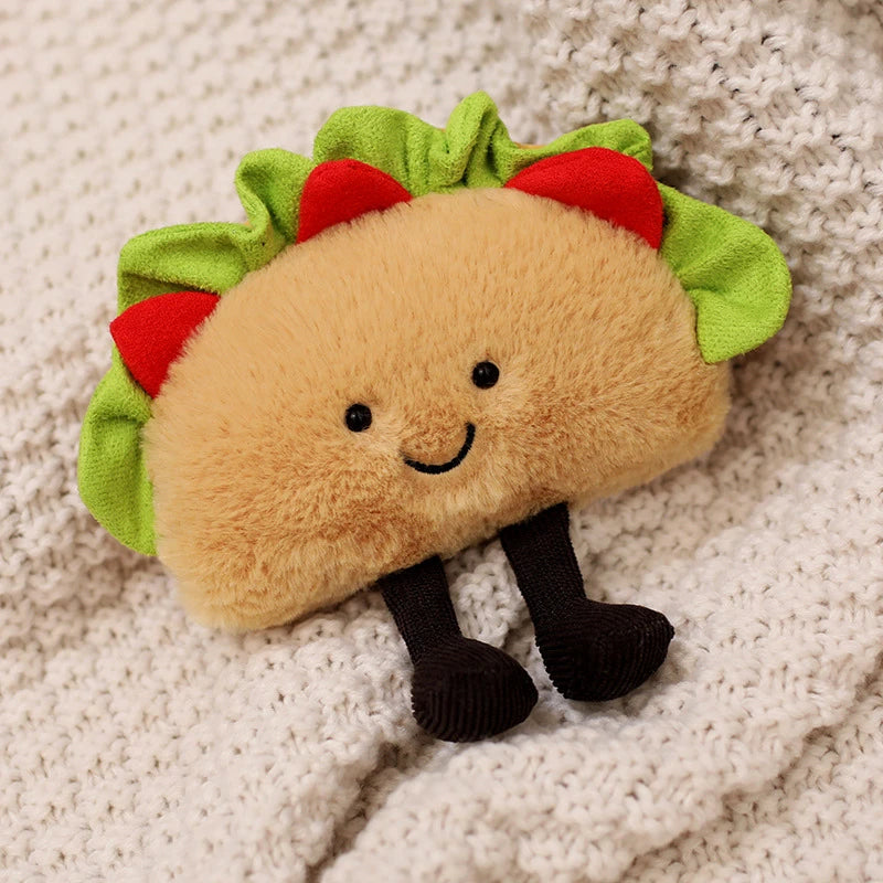 Cute Cartoon Hamburger & Taco Plush Toy – Soft Fluffy Stuffed Doll for Kids
