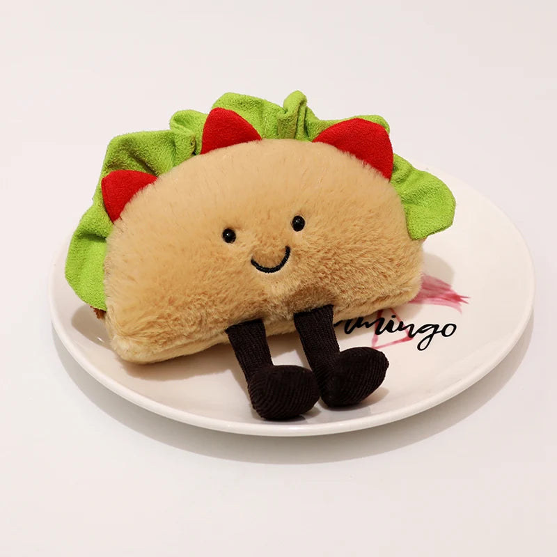 Cute Cartoon Hamburger & Taco Plush Toy – Soft Fluffy Stuffed Doll for Kids