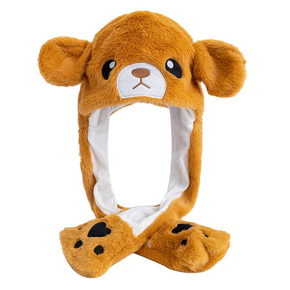 New Unisex Ear Hat Funny Little Yellow Chicken Couple Cute Ear Moving Up Cap Men Women Girls Rabbits Plush Winter Lovely Hats ﻿