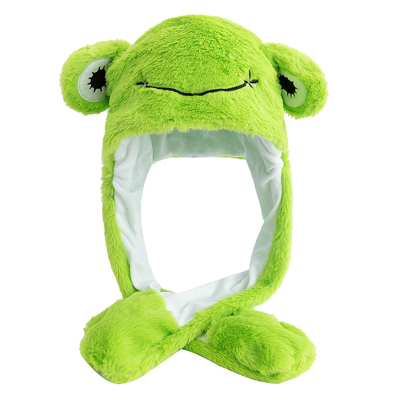 New Unisex Ear Hat Funny Little Yellow Chicken Couple Cute Ear Moving Up Cap Men Women Girls Rabbits Plush Winter Lovely Hats ﻿