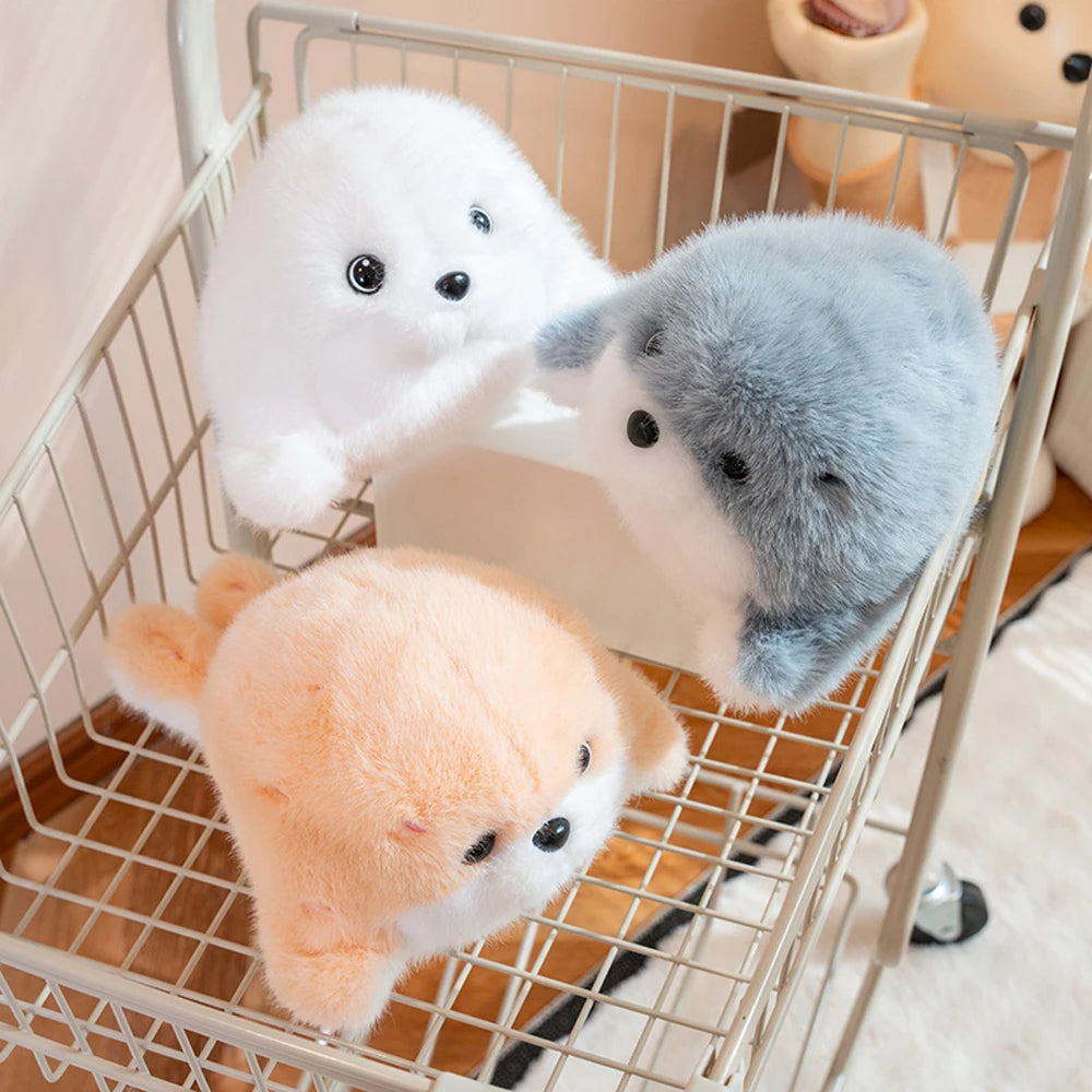 Cute Chubby Seal Plush Toy – Soft Fluffy Ocean Animal Doll