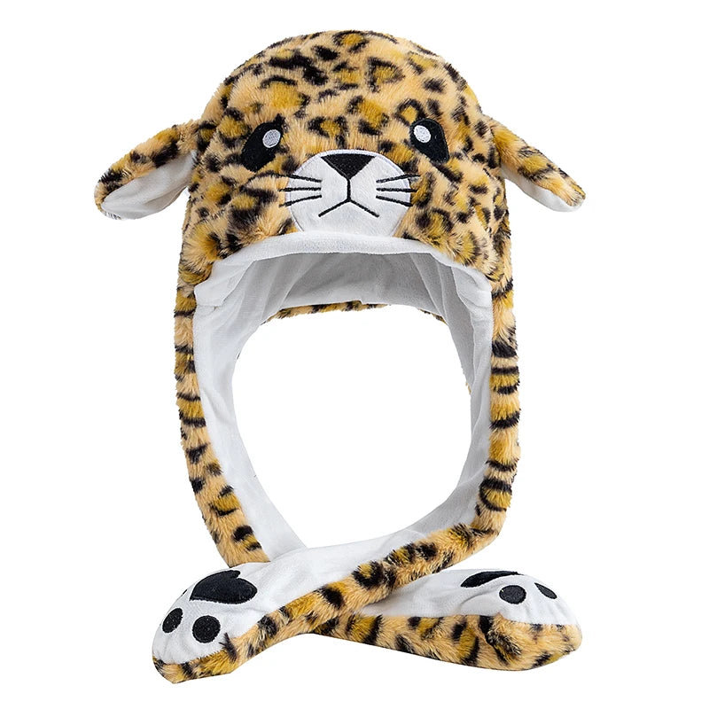 New Unisex Ear Hat Funny Little Yellow Chicken Couple Cute Ear Moving Up Cap Men Women Girls Rabbits Plush Winter Lovely Hats ﻿