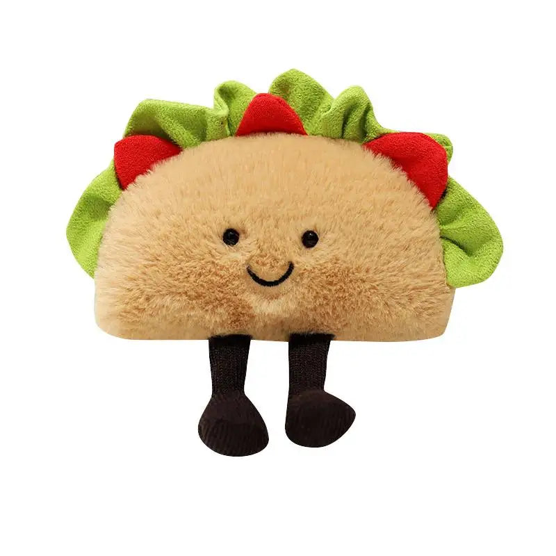 Cute Cartoon Hamburger & Taco Plush Toy – Soft Fluffy Stuffed Doll for Kids