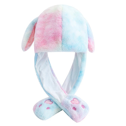 Lovely Plush Rabbit Ear Hat with Moving Ears – Winter Accessory for Women and Girls