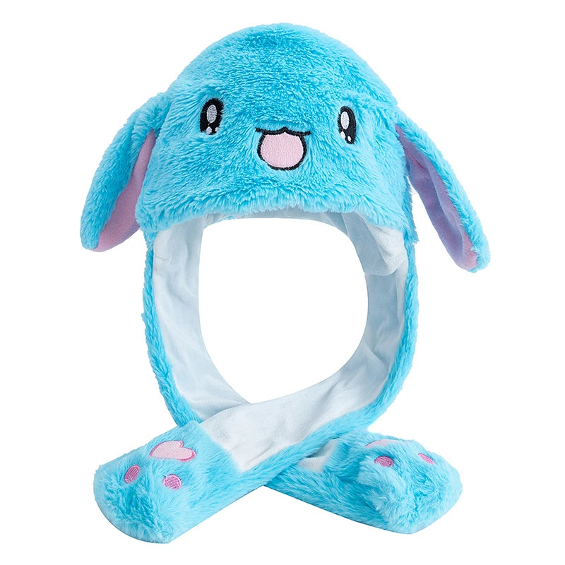 Women's Plush Rabbit Ear Hat – Cute Moving Ears, Funny Winter Cap for Girls