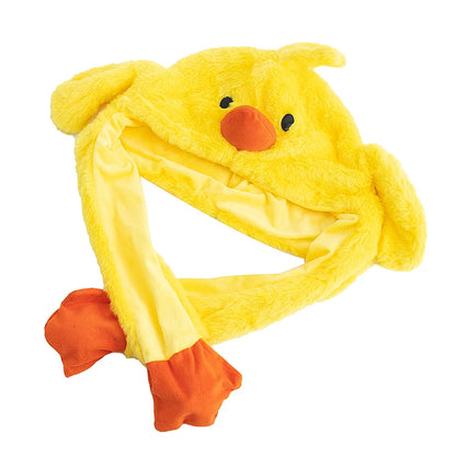 New Unisex Ear Hat Funny Little Yellow Chicken Couple Cute Ear Moving Up Cap Men Women Girls Rabbits Plush Winter Lovely Hats ﻿